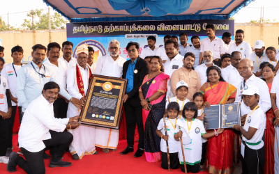 Largest Silambam Performance Forming The Portrait Outline Of Hon’ble Prime Minister Narendra Modi